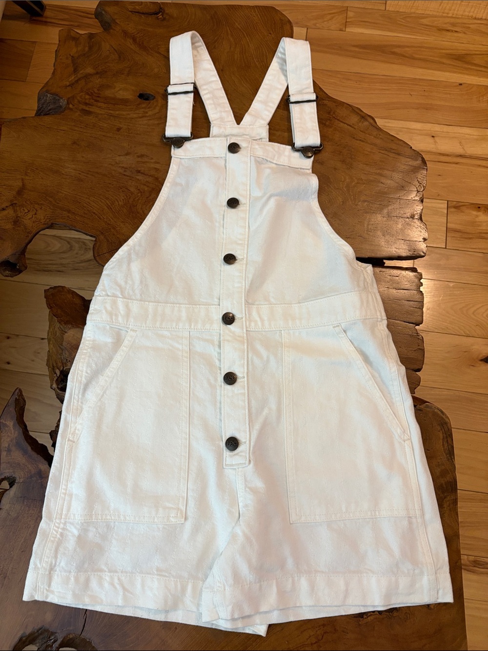 Lee White Denim Women's Button-Front Overall Shorts